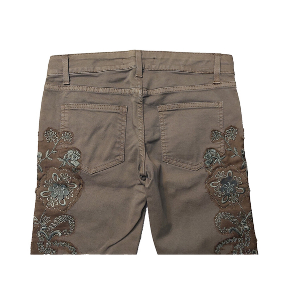 Just Cavalli Black Diamond Floral Brown Denim Slim Cropped Jeans Sz 26 NWT - Picture 12 of 16